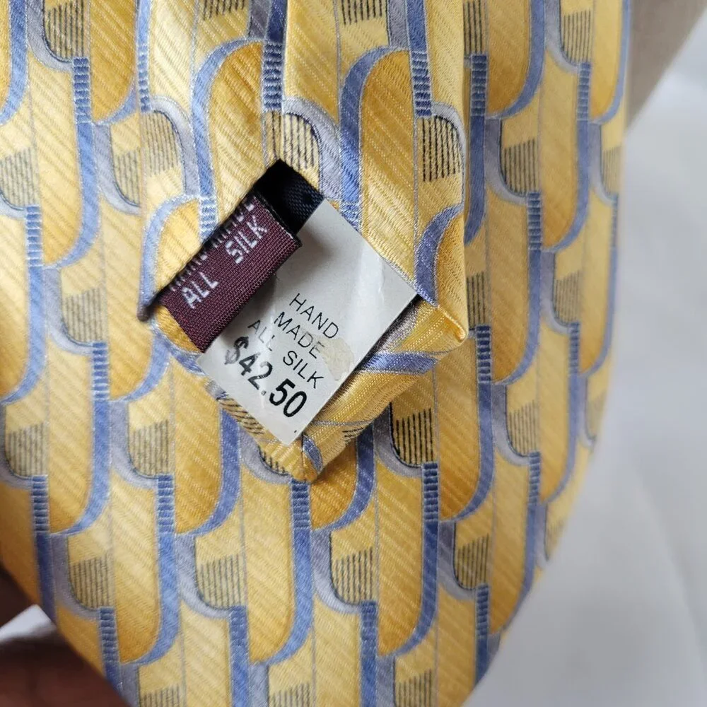 Umberto Bossi Yellow, Gold, & Blue Men’s Necktie – Roma Milano